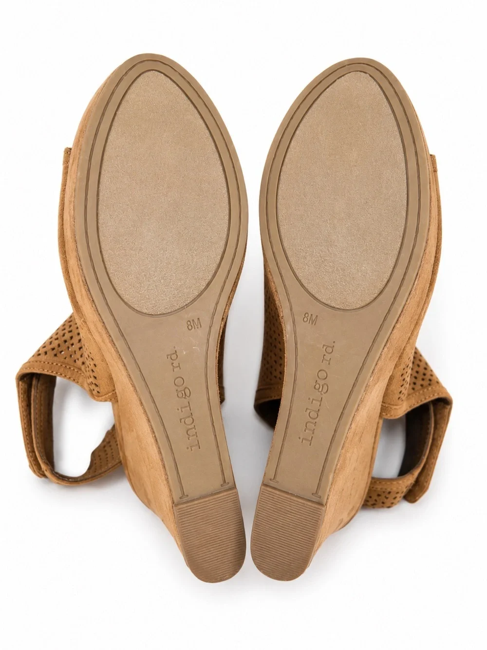 Indigo Perforated Open Toe Wedge Sandal